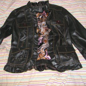 brown leather jacket